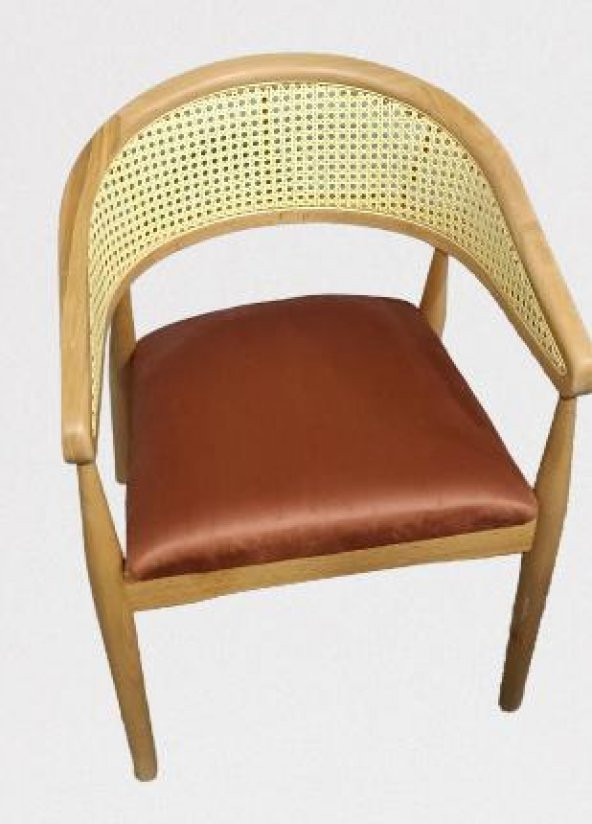 Sandalye Tam Kolçak 90013 Hasır Kayın Nature Ceviz renk ayak Modern Tarz El Yapım