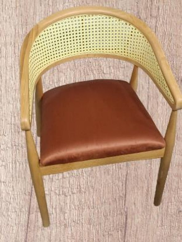 Sandalye Tam Kolçak 90013 Hasır Kayın Nature Ceviz renk ayak Modern Tarz El Yapım - 2