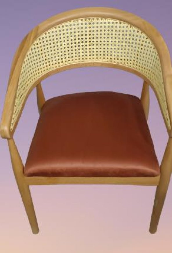 Sandalye Tam Kolçak 90013 Hasır Kayın Nature Ceviz renk ayak Modern Tarz El Yapım - 3