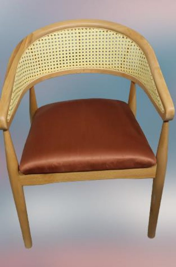 Sandalye Tam Kolçak 90013 Hasır Kayın Nature Ceviz renk ayak Modern Tarz El Yapım - 5