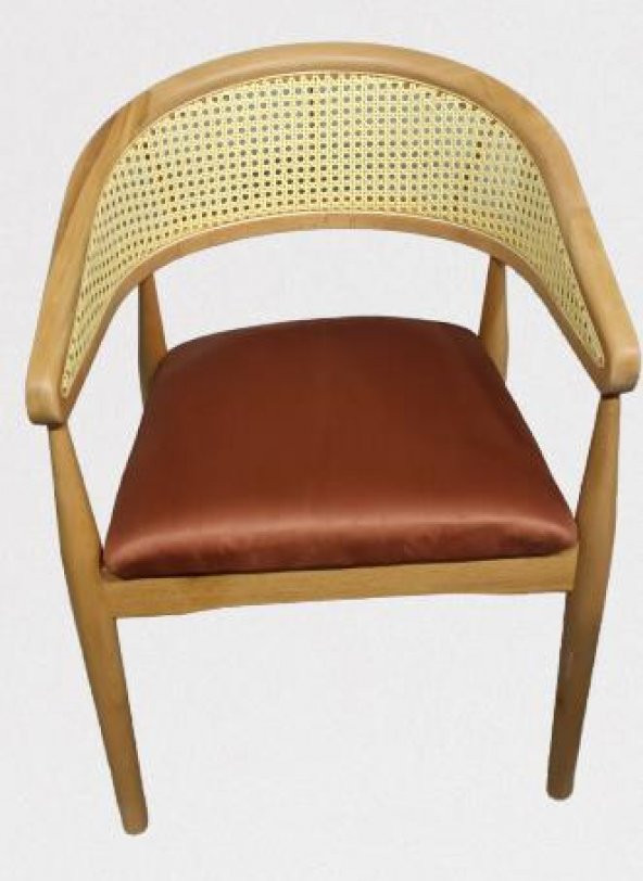 Sandalye Tam Kolçak 90013 Hasır Kayın Nature Ceviz renk ayak Modern Tarz El Yapım - 6