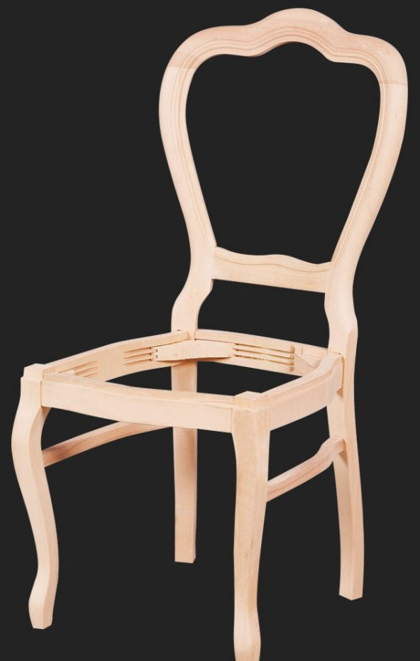 Sandalye12382 T ASLAN Model Kayın Torna ayak HAM Natüre Klasik Mobilya El Yapım - 2