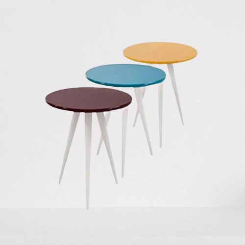 Zigon 17788 3Ayak Parlak 3Renk Model Sehpa Kayın RETRO Ayak MDF tabla EL Yapım - Resim 3