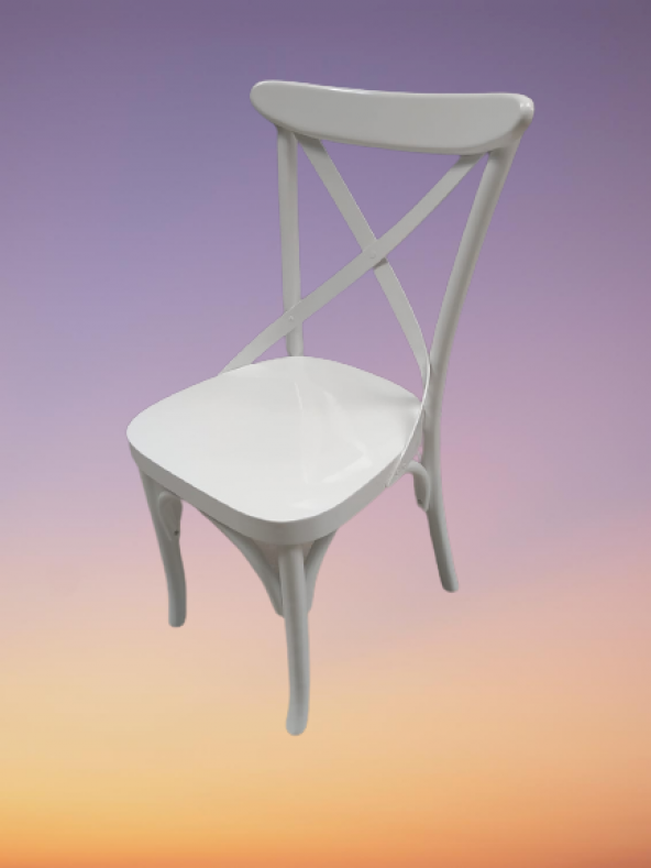 Sandalye 12419 Çapraz Klasik Bambu model Kayın RETRO Ayak Parlak Beyaz El Yapım - 3
