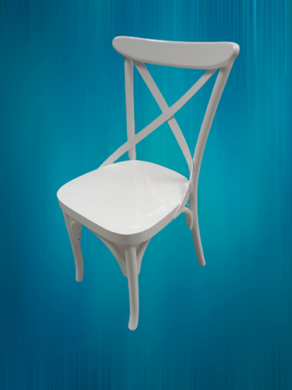 Sandalye 12419 Çapraz Klasik Bambu model Kayın RETRO Ayak Parlak Beyaz El Yapım - 4