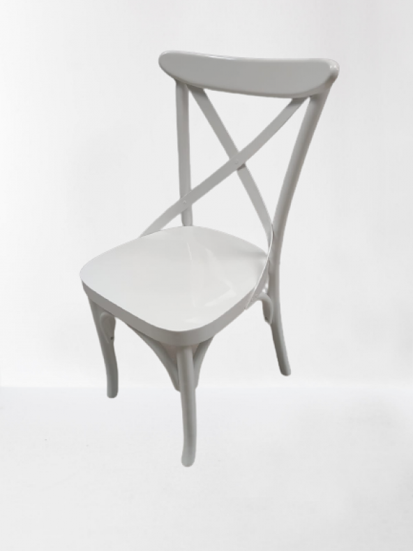 Sandalye 12419 Çapraz Klasik Bambu model Kayın RETRO Ayak Parlak Beyaz El Yapım - 5