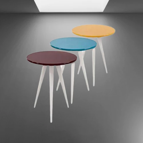 Zigon 17788 3Ayak Parlak 3Renk Model Sehpa Kayın RETRO Ayak MDF tabla EL Yapım - Resim 4