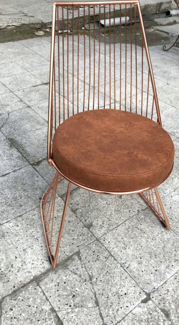 Sandalye 12477 TEL Model Metal ROSE kaplama Sepet Babyface kumaş döşeme El yapım - Resim 3