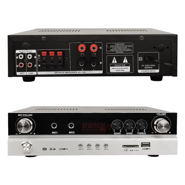 MAGICVOICE MV-22561 160 WATT USB/SD/BT/UK BLUETOOTHLU STEREO 2 MİKROFON GİRİŞLİ TRAFOSUZ ANFİ - 2
