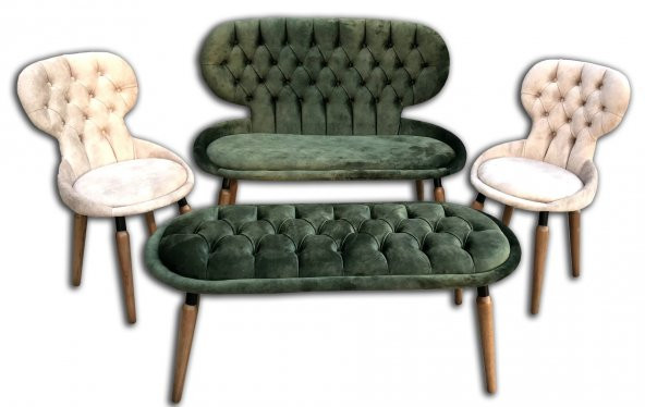 Sandalye 13678 ST Sultan Model çay takım Klasik grub Kapitone Benc Sırltıklı Puf Elyapı - 4