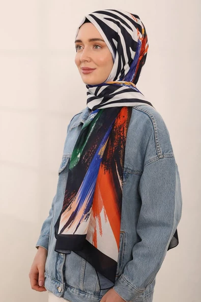 Shantuq Perla Desen Pamuklu Soft Şal 1729  TURUNCU - Resim 2