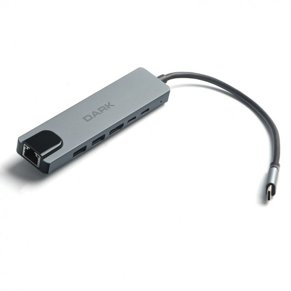 Dark 6 in 1 USB 3.2 Gen 1 Type-C to Ethernet / Hdmi / USB-C PD 100W Macbook & Notebook için Port Çoklayıcı HUB