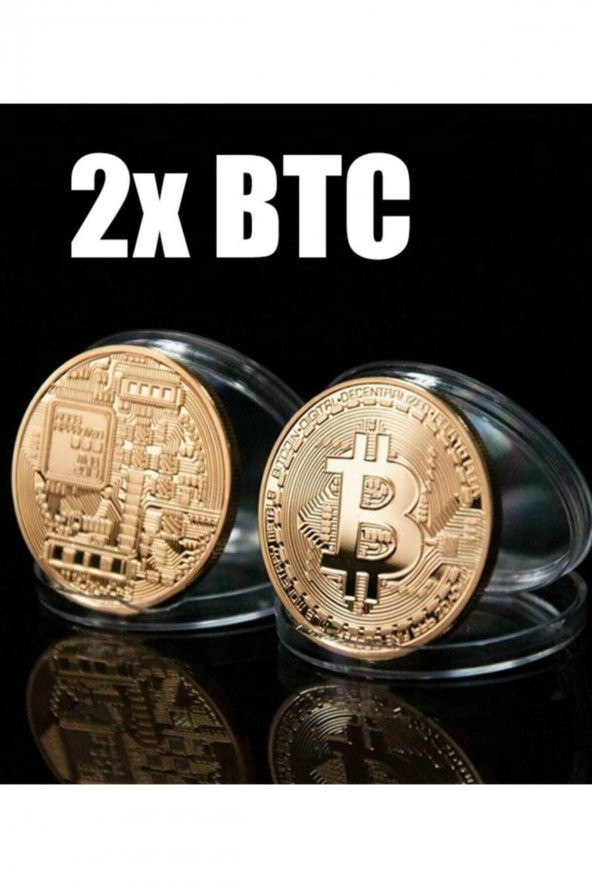2 Adet Altın Bitcoin Madeni Hatıra Parası Hediyelik - 2