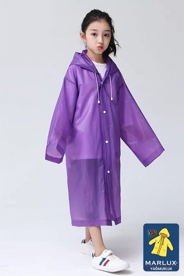 Unisex Çocuk Mor Su Rüzgar Geçirmez Yağmurluk - 2
