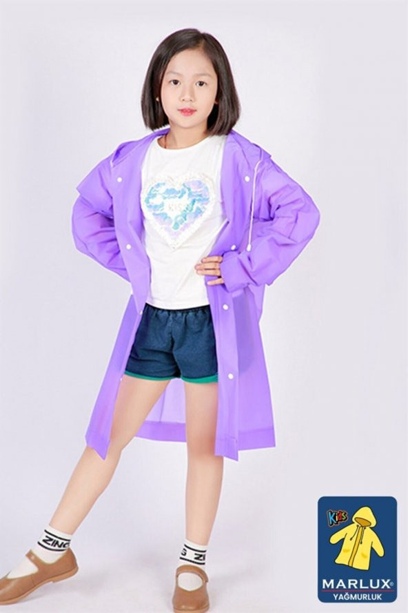 Unisex Çocuk Mor Su Rüzgar Geçirmez Yağmurluk - 4