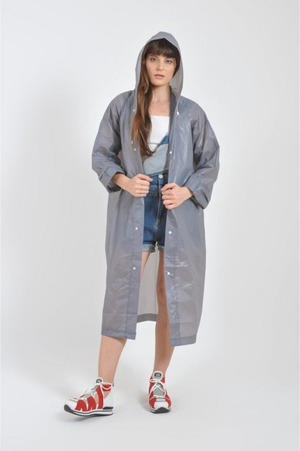 Unisex Su Geçirmez Eva Kumaş Yağmurluk Gri Dream Plus - 2