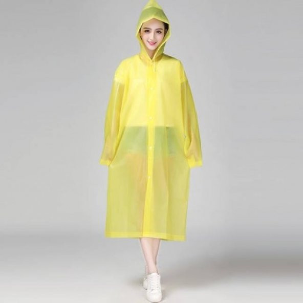Unisex Su Geçirmez Şık Kıyafet Üstü Yağmurluk Sarı