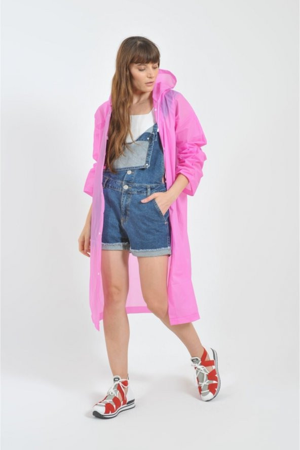 Unisex Pembe Eva Kumaş Su Rüzgar Geçirmez Yağmurluk - 2