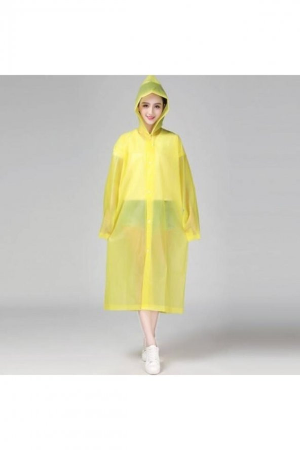 Unisex Sarı Eva Kumaş Su Rüzgar Geçirmez Yağmurluk