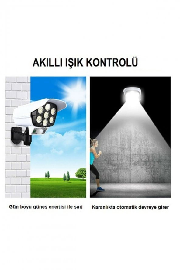 Solar Güneş Enerjili Hareket Sensörlü Güvenlik Kamerası Görünümlü 77 Ledli Dış Mekan Bahçe Garaj - Resim 5