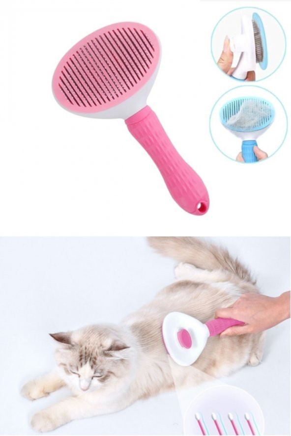 Kedi Köpek 2 li Set Otomatik Temizlenen Evcil Hayvan Fırçası Tüy Toplayıcı ve Tırnak makası - 3
