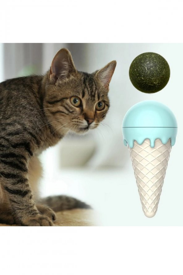 Dondurma Şeklinde Catnipli Yenilebilir Kedi Nanesi Otu Oyun Topu Oyuncağı Oyuncak Kedi Yalama Topu - 4