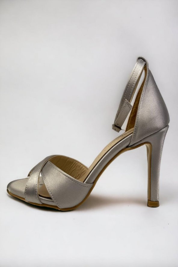 Massima 1453 Gümüş Kadın Topuklu Ayakkabı