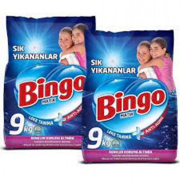 Bingo Matik Sık Yıkanan Beyazlar ve Renkliler için Toz Çamaşır Deterjanı 2x9kg