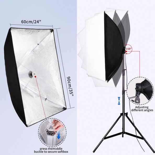 Deyatech 120w RGB Softbox 60x90cm 3000-5500k Led Video Ve Fotoğraf Çekim Işıgı Renkli Işık - 5