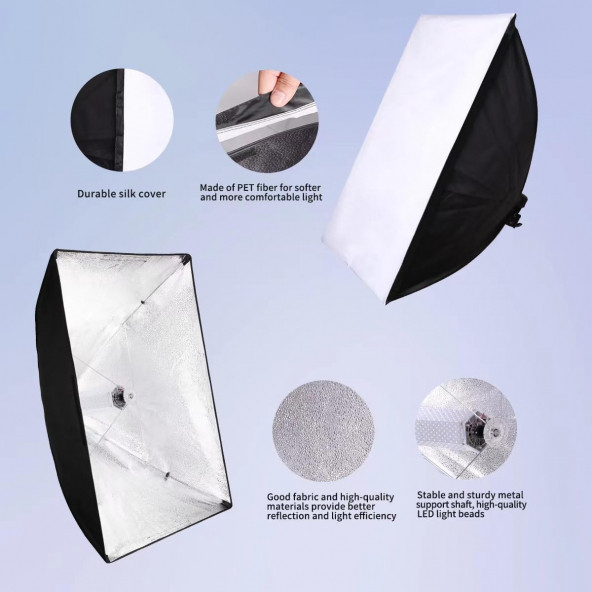 Deyatech 120w RGB Softbox 60x90cm 3000-5500k Led Video Ve Fotoğraf Çekim Işıgı Renkli Işık - 6