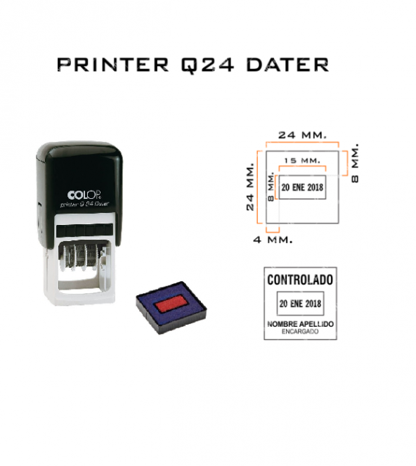 COLOP PRINTER Q24 TARİH KAŞE SİYAH KASA MAVİ/KIRMIZI KEÇE TÜRKÇE - 2