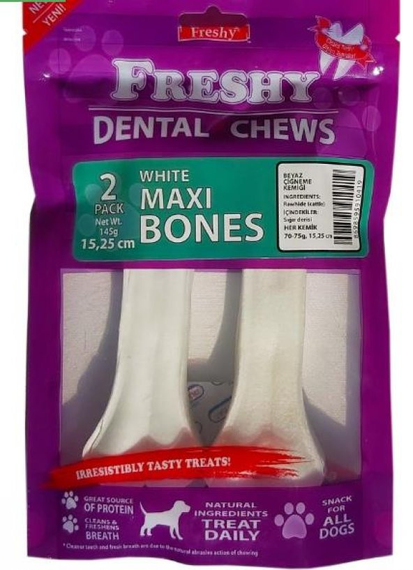 Freshy Dental Maxi Bones Beyaz Çiğneme Kemiği 15,25 Cm 2li