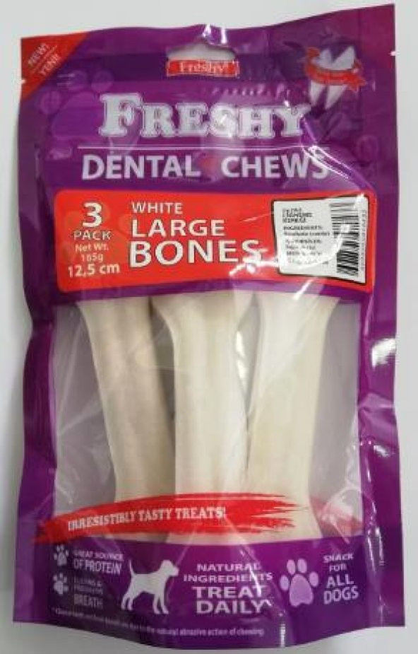 Freshy Dental Large Bones Beyaz Çiğneme Kemiği 12,5 Cm 3lü