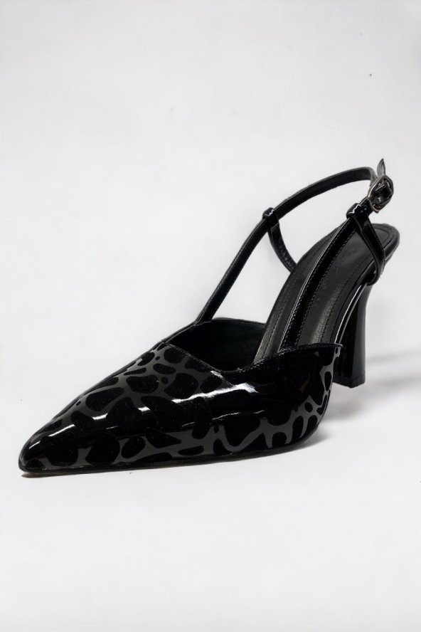 İzlife K407 Siyah Zebra Desen Kadın Abiye Ayakkabı