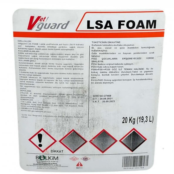 Vetguard LSA FOAM Sağım Öncesi Meme Bakım Solüsyonu - 3