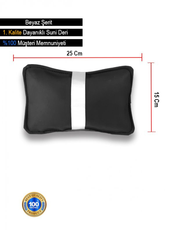Renault Megane 4 2016 ve Sonrası - Sedan Oto Koltuk Beyaz Şerit Boyun Yastığı 2 Adet - 3