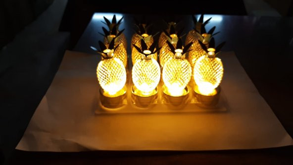 Led Ananas Lamba 12li Paket Alt Kısmı Gold Renk
