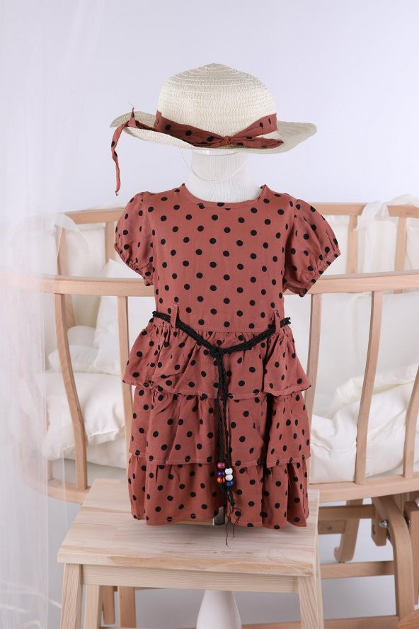 Babyhola Şapkalı Kız Bebek Yazlık Elbise 6541