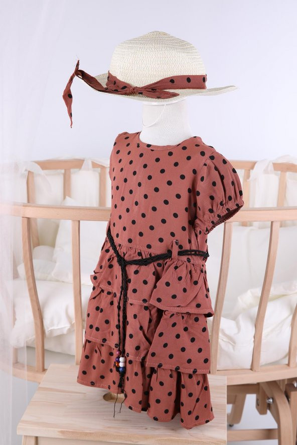 Babyhola Şapkalı Kız Bebek Yazlık Elbise 6541 - 2
