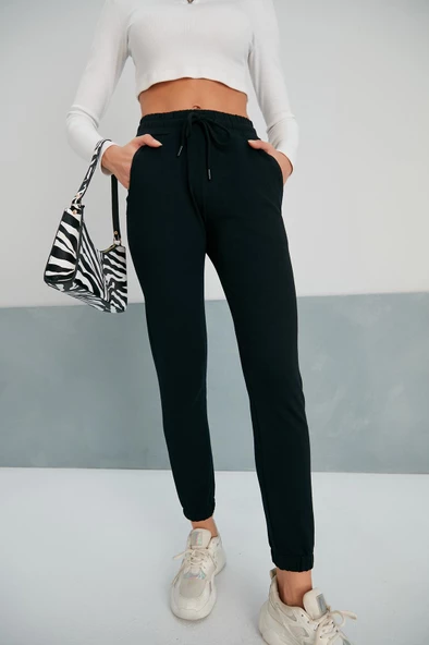 Jogger Lastikli Pamuk Eşofman Altı Siyah - 3