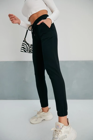 Jogger Lastikli Pamuk Eşofman Altı Siyah - 4