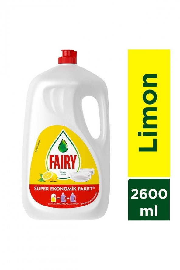 Fairy 2600 Ml Sıvı Bulaşık Deterjanı Süper Ekonomik Paket Limon