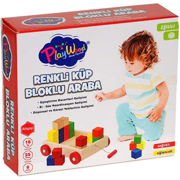 Playwood Renkli Küp Bloklu Araba