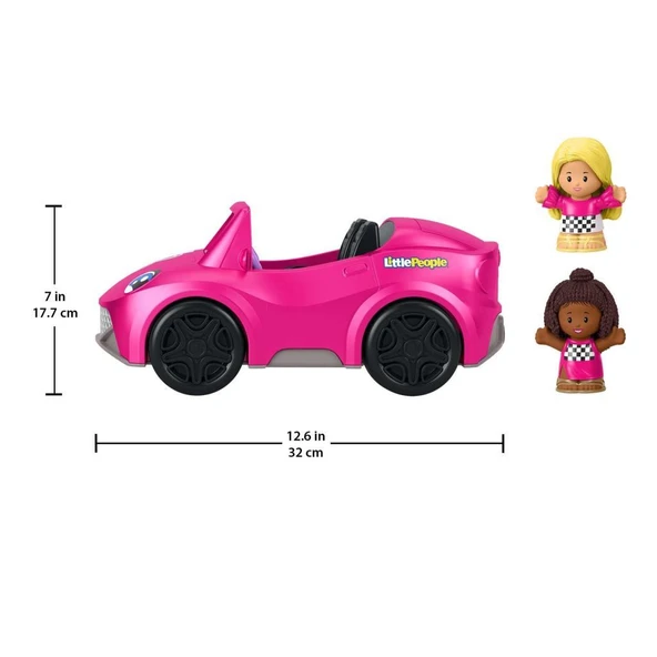 Fisher Price Little People Barbie Arabası ile 2 Figür HJN53 Tekerlekli ve Sesli Barbie Üstü Açılır Araba ile 2 Figür - 2