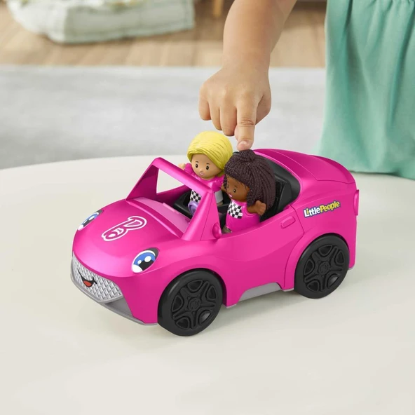 Fisher Price Little People Barbie Arabası ile 2 Figür HJN53 Tekerlekli ve Sesli Barbie Üstü Açılır Araba ile 2 Figür - 3