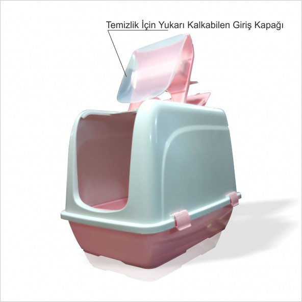 En Büyük Derin Koku Yapmaz Filtre Pembe Dişi Kedi Köpek Kum Kumluk Havuzu Evi Kabı Odası Wc Tuvaleti - 2