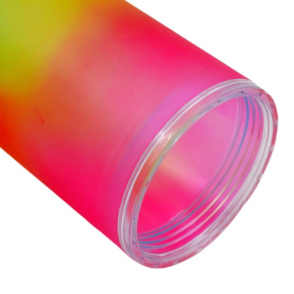 BottleBoss Çift Katmanlı Pipetli Çift Renkli Sızdırmaz Bardak Matara 480 Ml Pembe - 6