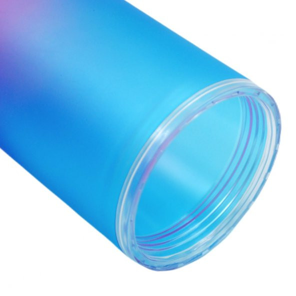 BottleBoss Çift Katmanlı Pipetli Çift Renkli Sızdırmaz Bardak Matara 480 Ml Mavi - 6