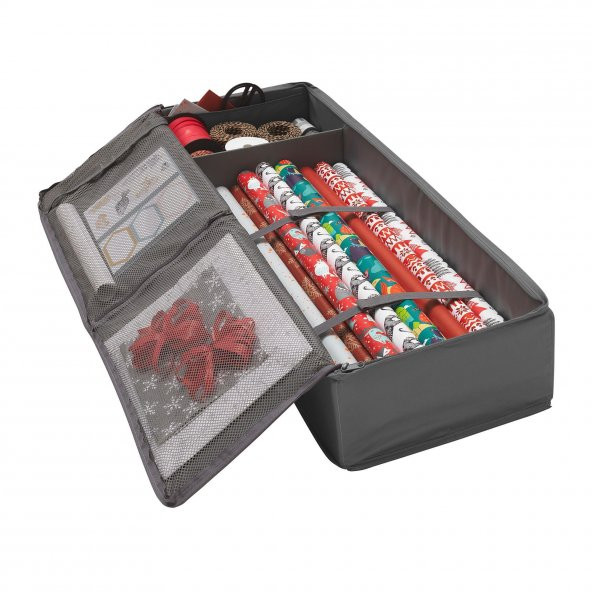 Bölmeli Saklama Kutusu Hurç Ölçü 90x30x15 Cm MeridyenDukkan Gri-Düzenleme Kutusu - Resim 4