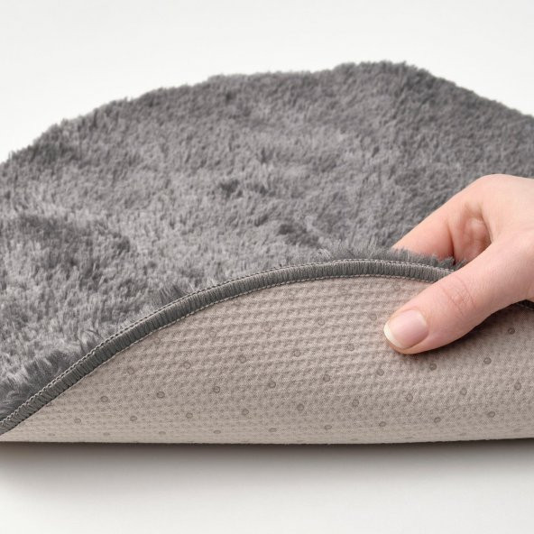 Peluş-Kaydırmaz Taban Sandalye Minderi MeridyenDukkan Gri Renk 32 cm Tabure-Bank-Sandalye Minderi - 4